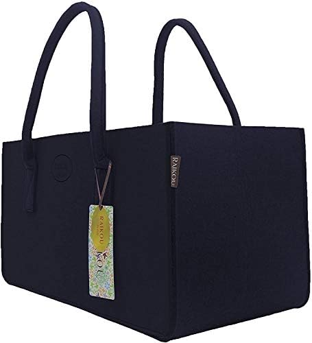 RAIKOU KULT torba filcowa Shopper Nowość Koszyk Filcowy Torba na Zakupy Torba z Uchwytem kosz na Gazety Stabilna Torba na Drewno Kominkowe Stojak na Gazety Również na Zabawki Ogród Piknik na Plażę(Granatowy