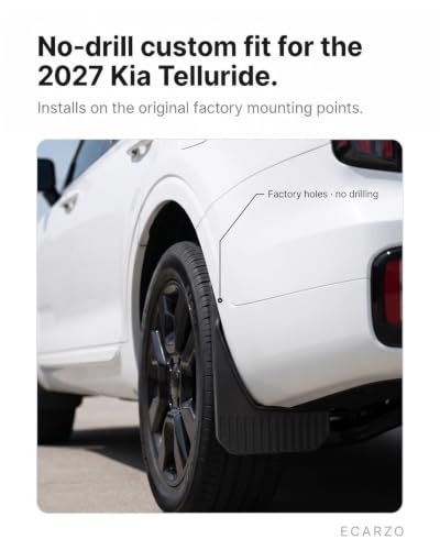 Image of Ecarzo Mud Flap (2027 Kia Telluride) | No drilling needed, clips onto factory mounting points to guard paint from debris and road grime, four-piece set.