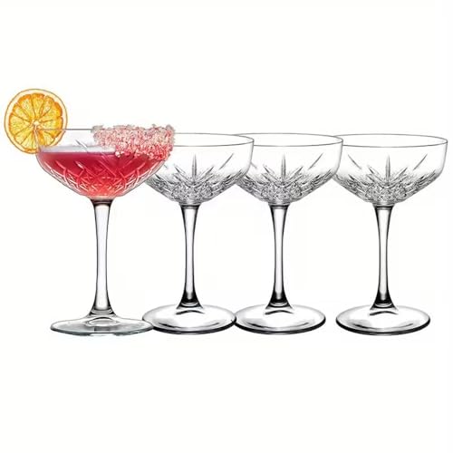 Image of Forestamart Wide Mouth Martini Champagne Glass (250ml) || Set of 4 || Coupe Glass Set || for Home, Hotel, Bar, Party, Wedding, Festival Celebration