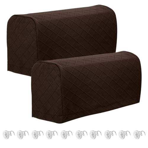 uxcell 2pcs Stretch Armrest Covers, Couch Arm Covers with Twist Pin, Sofa Armrest Cover Non Slip Furniture Protector for Recliners Sofas Chair Coffee