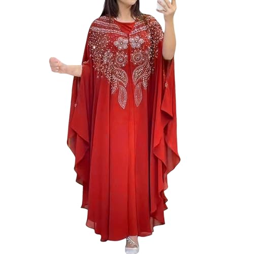 Robe musulmane pour femme - 2 pièces - Caftan marocain - Vintage - Dubaï - Caftan Abayas - Robe de soirée arabe - Vêtement de prière - Mariage - Ramadan -...