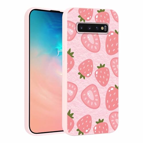 Phoona Strawberries Pattern Phone Case for Samsung Galaxy S10 Plus 6,4", Cute Aesthetic Print Design Funda with TPU Silicone Shockproof Protection Soft Phone Cover for Girls Women