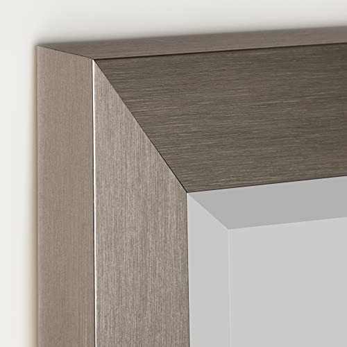 Head West Brushed Nickel Rectangular Framed Beveled Accent Wall Vanity Mirror - 28 X 40 #TOP2