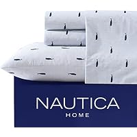 3-Piece Nautica Twin XL Size Cotton Percale Sheet Set only $27.99