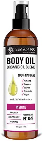 pureSCRUBS Ultra Moisturizing Jasmine Body Oil for Dry Skin, 4 oz