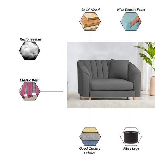 Image of Doraldo Seater Sofa Set for Living Room (Dark Grey) Premium Fabric Sofa Set
