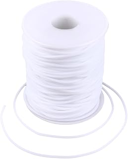 CABODYALS Cordón de Goma Blanco Hueco de 50 m, Cuerda Elástica de Tubo, Carrete de Plástico, Cordón Elástico de PVC para Tejer, Collares, Pulseras Y Manualidades.