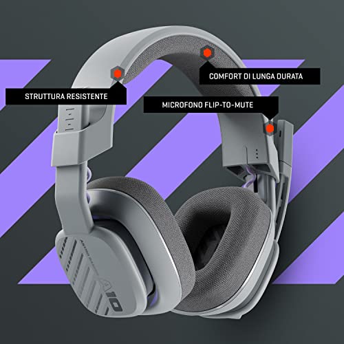 ASTRO A10 Cuffie Gaming Cablate Gen 2, Cuffie da Gioco Over-Ear con Microfono Flip-to-Mute, Leggere, Driver 32 mm, Compatibile con Xbox Series X|S, Xbox One, PS5, PS4, Nintendo Switch, PC - Grigio - Cuffia gaming - Immagine 7