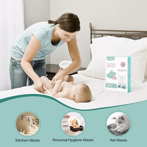 Image of Diaper Pail Refills Compatible with DEKOR MINI, 30% Extra Thick, Leak-Proof, Durable, Holds Up to 660 Diapers, Easy to Use for Baby's Diaper Disposal