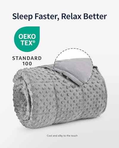 Image of Mr. Sandman Weighted Blanket for Adults, Minky Dots Heavy Blanket for Woman, Man Sleeping and Calm, Soft and Cozy Weighted Throw Blankets, Machine Washable, 41 x 60in, 10 lbs, Grey