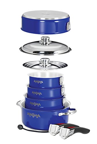 Magma Products, A10-366-CB Gourmet Nesting 10-Piece Cobalt Blue Stainless Steel Cookware Set
