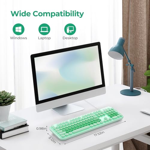 Image of Atelus Wired Backlit Keyboard, Full Size USB Keyboard with Colorful Retro Keycaps, Numeric Keypad and Media Hotkey for Computer Desktop PC Laptop and Windows 7 8 10 11