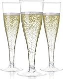 24 Plastic Champagne Flutes Disposable | Clear Plastic Champagne Glasses for Parties | Clear Plastic Cups | Plastic Toasting Glasses | Mimosa Glasses | Wedding Party Bulk Pack