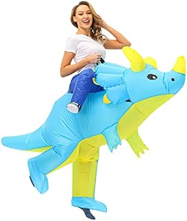 AIMMIE Inflatable Dinosaur Costume, Blow up Costume Ride on Triceratops Halloween Fancy Costume Suit with Clothing Blower and Battery Case Fancy Dress Cool Halloween Costumes Cosplay Party for Adults