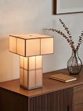 INSSKY 9.1''Modern Table Lamp with Silky White,Handmade Bedside Lamp for Home Decor,Cordless Rechargeable Lamp,LED Dimmable Ambient Lighting for Nightstand,Living Room,Bedroom,Office,Bulb Included