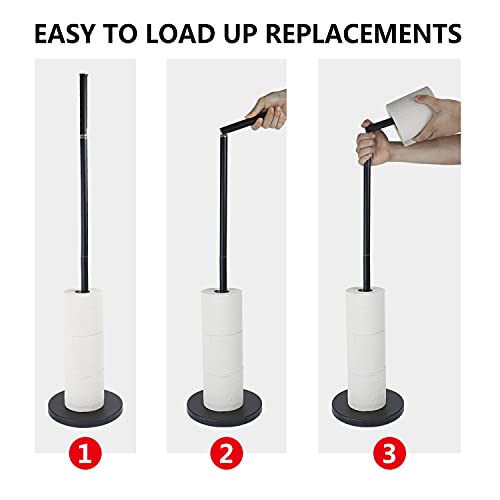 Ycwin Matte Black Toilet Paper Holder Stand With Storage For 7 Mega Rolls Of Toilet Tissue, Modern Free Standing Toilet Paper Roll Holder For Bathroom, Rustproof Finish, Weighted And Anti-Slip Base #TOP2