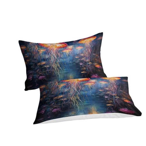 Housse de couette méduse 3D parure de lit microfibre 3 pièces King - 3