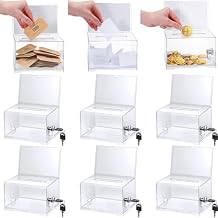 Kigley 9 Pack Acrylic Donation Box with Lock and Sign Clear Ballot Suggestion Donation Box with Slot for Fundraising Raffle Business Card Storage Container Voting Tip Jar