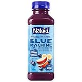 Naked Boosted Smoothie Blue Machine, 15.2 fl oz Bottle - Real Fruit Juice Smoothie with Fiber, Excellent Source of Vitamin C and Vitamin E for Immune Support