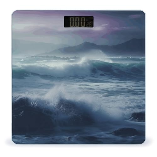 Báscula digital de baño Ocean Waves 26x26 cm vidrio templado