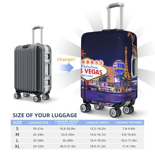 Las Vegas Night City Print Luggage Covers For Suitcase, Elastic Travel Luggage Covers, Anti-scratch Suitcase Cover Fits 22-24 Inch Luggage4