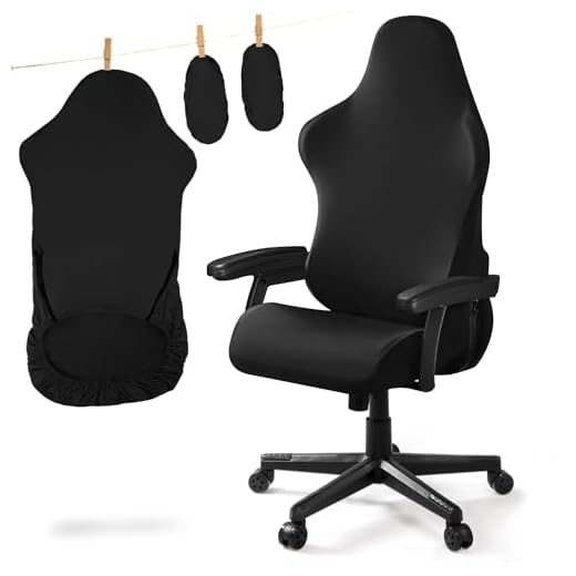 Funda para Silla de Juego, Funda Silla Gaming Elástica Universal Fundas para Sillas Oficina Gamers Lavable y Extraíble Fundas para Sillas para Silla de Estilo Carreras (Sin Silla) (Negro, 1Set)-U