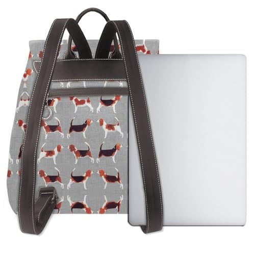 Sac à dos en cuir femme Beagle Patterns idéal pour vos trajets quotidiens et sorties urbaines - 3