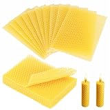 Menibeuty 15PCS Bienenwachs Kerzen Selber Machen, Bienenwachsplatten für Kerzen, 13 x 9cm Wachsplatten, Bienenwachs, Bienenwachskerzen für Handgemachte, Eltern Kind Bastelaktion