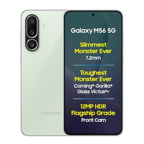 Samsung Galaxy M56 5G Mobile (Light Green,8GB RAM,128GB Storage)| Segment Slimmest | Gorilla Glass...