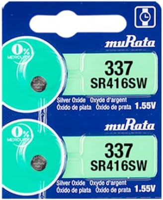 Murata 337 SR416SW Batería 1.55V Celda de botón de reloj de óxido de plata - Sustituye a Sony 337 (2 baterías)