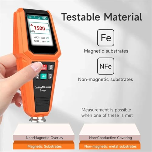 Grosorímetro recargable de alta precisión para medición de recubrimientos FE/NFE, rango 0-1500 um, herramienta para medición de pintura automotriz miniatura 6