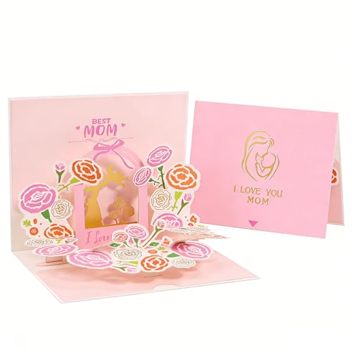 BKOQF �|�b�v�A�b�v�s���N ��̓��J�[�h 3D Best Mom I Love You �a�����p�O���[�e�B���O�J�[�h �}�}/����/�V�������ꂳ��ւ̃M�t�g��