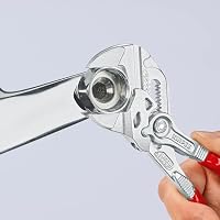 KNIPEX Zangenschlüssel Zange und Schraubenschlüssel in einem Werkzeug auf SB-Karte verchromt mit Kunststoff überzogen 180 mm, 86 03 180 SB – Ansicht 5