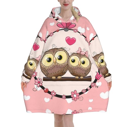 Sweat-shirt couverture oversize en flanelle pour femme pull-over hibou