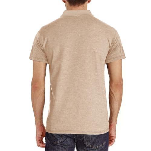 Image of Men's Short Sleeve Polo Shirts Buttons Collared T Shirts with Pocket | Moisture-Wicking,Soft Stretch Fabric, Lightweight,Structured Collar,Business Casual, Golf, Office,All-Day Comfort