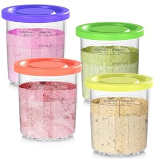 SWANTIARA Replacement for Ninja Creami Deluxe Containers​, 24OZ Ninja Creami Containers & Lids 4 Pack - Compatible with NC500 NC501 Series 11-in-1 Ice Cream Makers, Dishwasher Safe