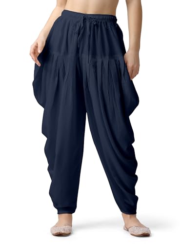 Image of Mehrang Loose Fit Rayon Dhoti Pant for Women Patiala Slawar Bottom Wear Harem Pants, Waist Free Size (26 Inch to 38 Inch)