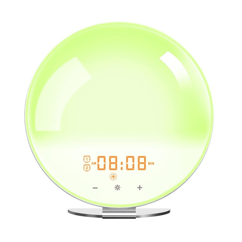 Sveglia All'alba, Doppio Allarme, Funzione Snooze, Sveglia Digitale, Radio FM e 7 Suoni Naturali e 7 Colori, Ideale per Bambini e Adulti