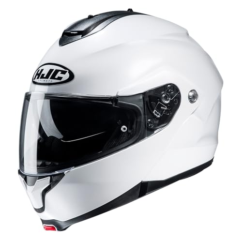 HJC C91N Plain Modular Flip Front Motorcycle Helmet Pearl White (L)
