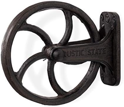 Rustic State Halat Cast Iron Vintage Industrial Wheel Farmhouse Wall Mount Pulley 6.75 Inch Diameter for Custom Make Lamp Pendant Fixtures Black