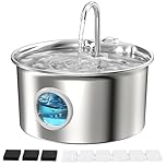 Fontaine Eau Chat INOX: Fontaine Chat Acier Inoxydable Automatique - 2,6L Silencieuse Distributeur d'eau Électrique avec Robinet pour Petit Chien - Filtre Multicouche avec 6 Filtres + 3 Éponges