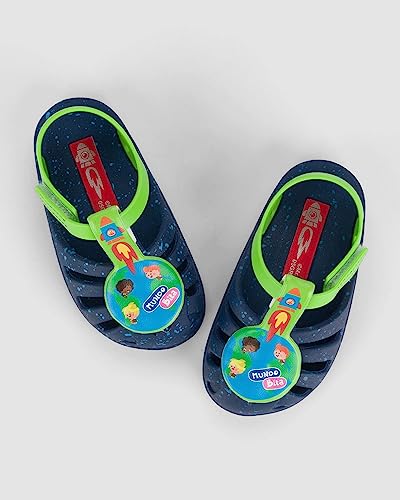 Sandália Confortável Menino Bebê Mundo Bita Azul Grendene Cor:Azul;Tamanho:20/21