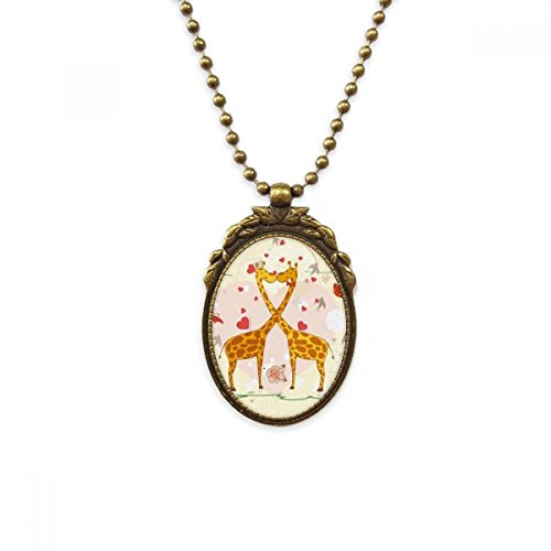 Saint Valentin cadeau original collier homme pendentif girafes en laiton jaune