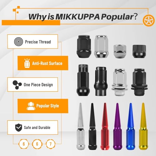 Image of MIKKUPPA 7 /16-20 Lug Nuts - Replacement for 1953-1983 Chevy Corvette, 1967-1982 Chevy Camaro, 1964-1983 Chevy Malibu Aftermarket Wheel - Chrome 20pcs Closed End Spline Lug Nuts