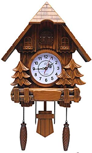 Cuckoo Clock Black Forest Cuckoo Clock,Chalet-Style Wall Cuckoo Clock with Bird Voicesilent Movement Pendulum Cuckoo Chime,Home Decor - 37X63cm,B
