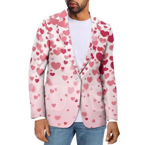 Sprowallow Chaqueta casual para hombre, chaqueta de moda, abrigo deportivo, ajuste de un botón, traje de negocios con 2 bolsillos, Forma de corazón, XX-Large
