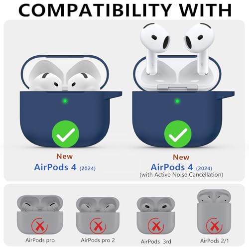 Image of Ljusmicker for AirPods 4 Case 2024 with Cleaner Kit,Midnight Blue