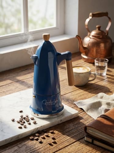 Image of Nordic Beacon Moka Pot 300ml (6 Cup) | Italian Stovetop Coffee Maker | Aluminium Moka Coffee Pot | Brews Strong Espresso-Style Coffee
