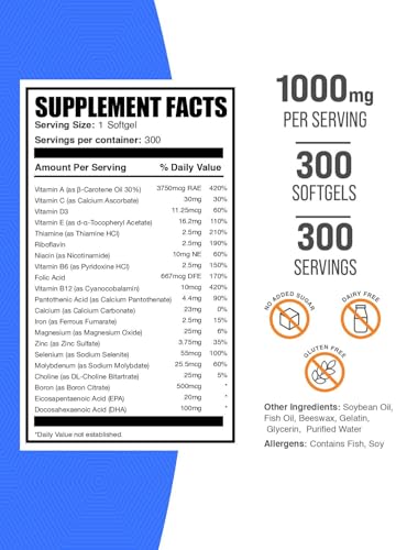 BulkSupplements.com Multivitamin for Men 50 Plus Softgels - Men's Daily Vitamins, Multimineral Supplement - Complete Multivitamin with Fish Oil - 1 Softgel per Serving, 300 Count (Pack of 1) - Image 3