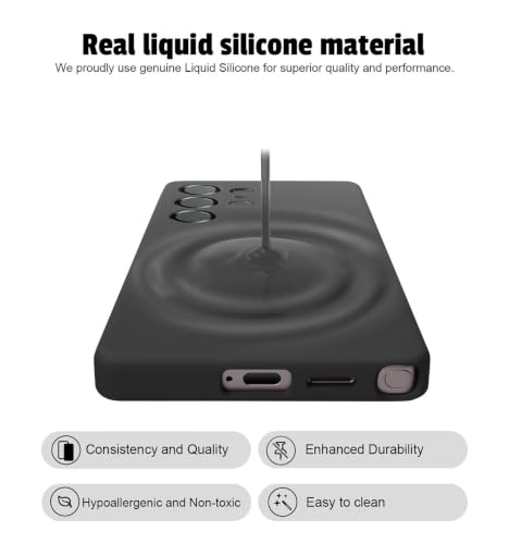 Image of LIRAMARK Liquid Silicone Soft Back Cover Case for Samsung Galaxy S23 Ultra 5G (Black)